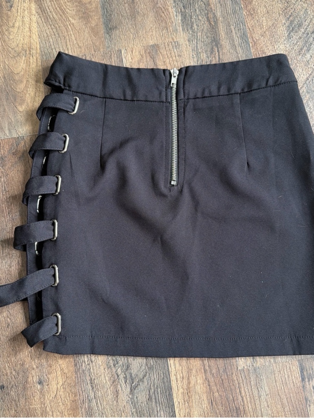 Fashion Nova Black Mini Skirt with Side Strap Accents